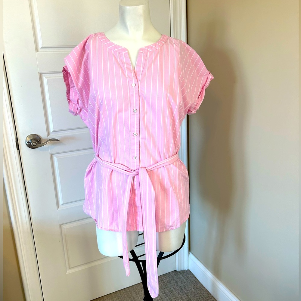 Talbots short sleeve, button up cotton blouse